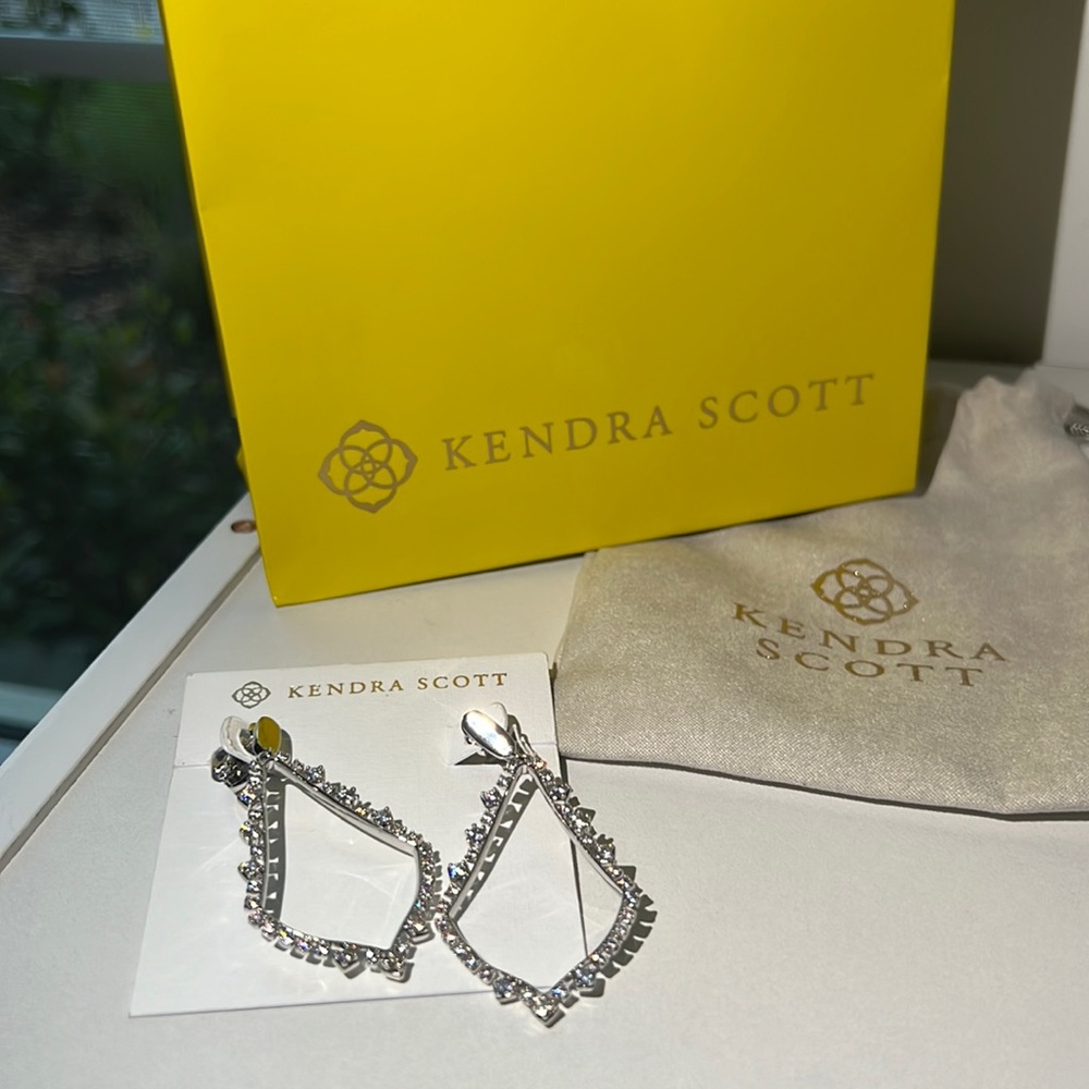 Kendra Scott Clip on Crystal Drop Earrings NWT